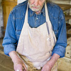 Geoff Fuller at work in his workshop 2017